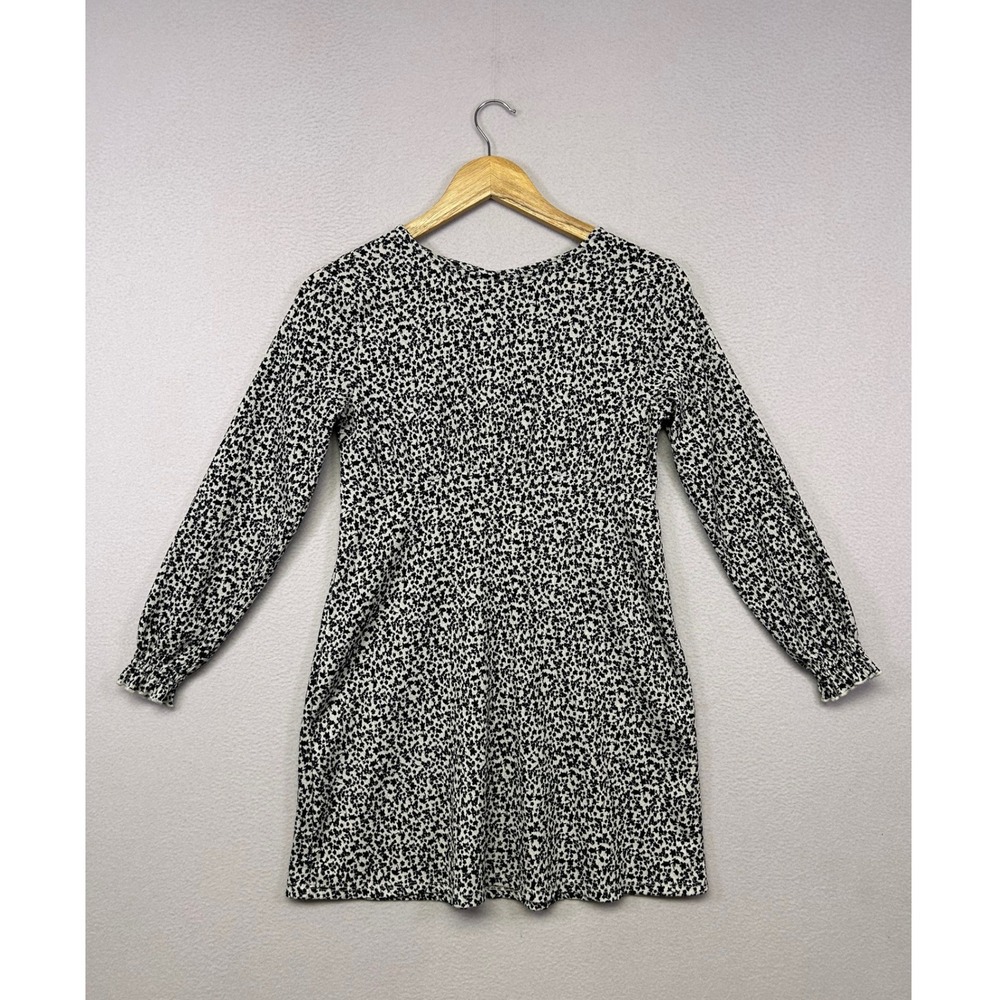 Cottagecore Art Class Girls Size L 10/12 White Black Floral Long Sleeve Dress